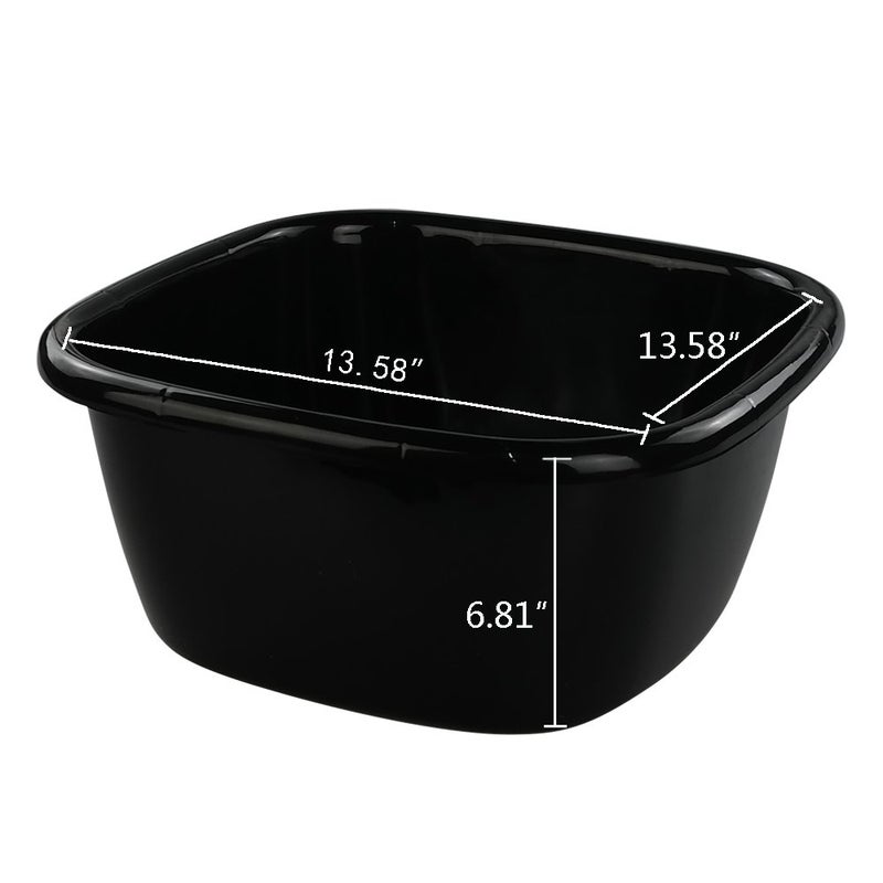 Qskely 3-PACK 16 Quart Plastic Wash Basin/Dish Pan Tub, Black - Image 2